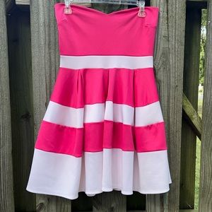 Kate collection pink and white strapless dress